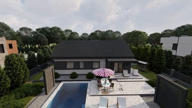 Классический одноэтажный дом Z473 с двускатной крышей от Z500 смотреть онлайн