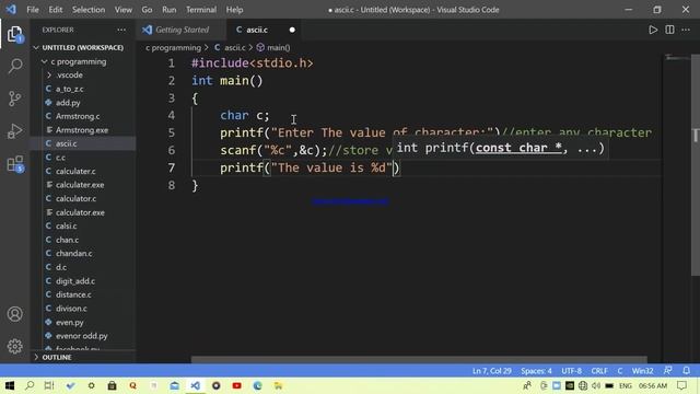C Program To Find ASCII Value of A Character ?| ASCII Value Program In C | ASCII program |ASCII Cod