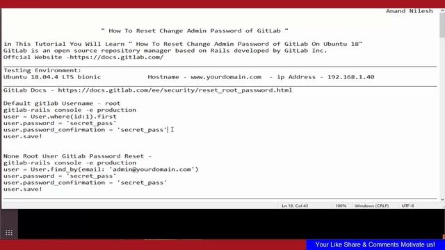 How To Change Reset Admin Password of GitLab On Ubuntu 18.04 LTS смотреть онлайн