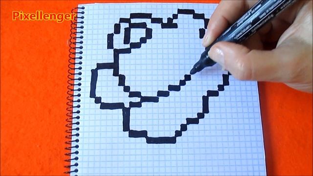 Как рисовать по клеточкам Розу Цветок Простые рисунки How to Draw Flower Rose Pixel Art