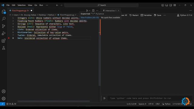 Python Programming: Variables, Comments, Data Types, Print & Input Functions | In Hindi