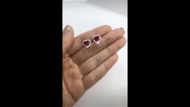 The Bling Red Ruby Heart Studs in Sterling Silver. https://upscale.jewelry/ смотреть онлайн