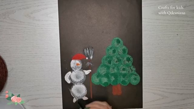 С Новым годом! Рисование губкой для детей. Поделки для детей.