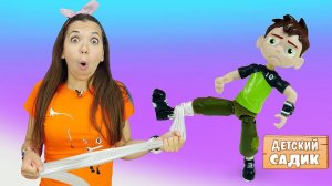 Игры для детей в игрушки. Детский садик Капуки Кануки - Бен 10 сломал ногу?