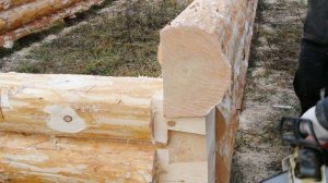 Окоренное бревно, угол "в лапу"