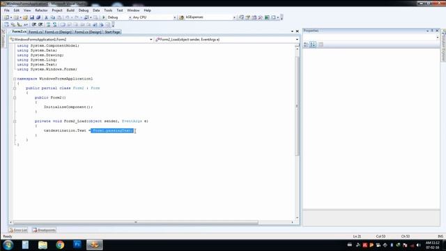 Passing Textbox Text to another form in Visual C# (CSharp)