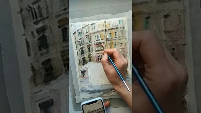 Пасмурный пейзаж акварелью | Сloudy landscape in #watercolor #акварель #watercolour