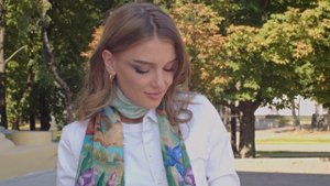 шарф шелковый (крепдешин), "Пейзаж"