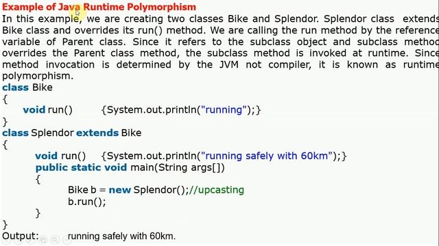 JAVA 21 - DYNAMIC METHOD DISPATCH/RUNTIME POLYMORPHISM