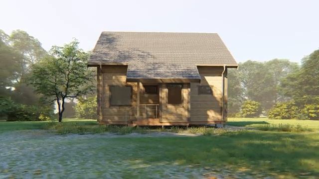 Каркасный дом 8х9 с мансардой. Проект КД-06. Внешний вид смотреть онлайн