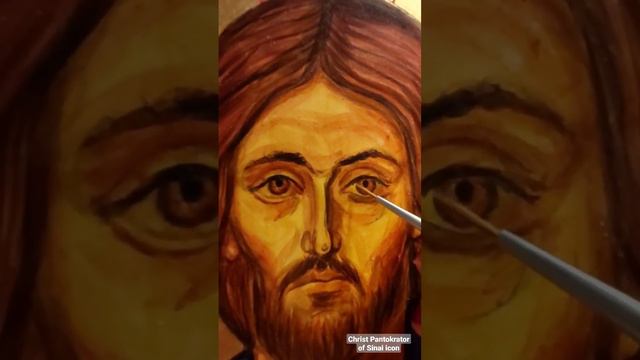 Painting the icon of Christ Pantokrator of Sinai