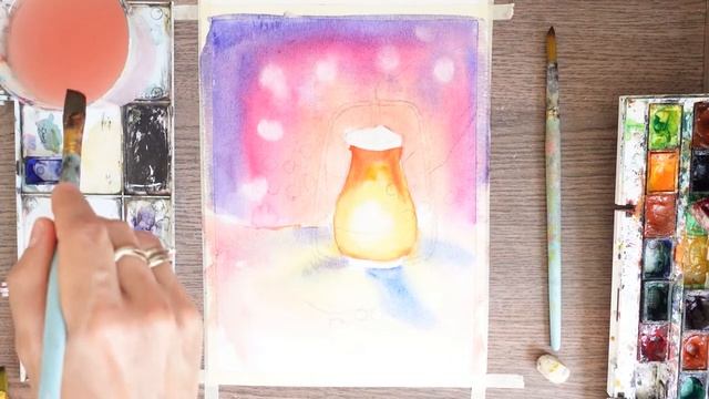 КАК НАРИСОВАТЬ ЗИМНИЙ ФОНАРЬ АКВАРЕЛЬЮ / УРОК АКВАРЕЛИ ДЛЯ НАЧИНАЮЩИХ
