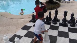 201210 - Grand Palladium Resort, Riviera Maya Poolside Activities, Giant Chess