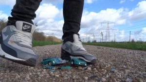 Nike Air Max 90 stomp, trample and destroy Porsche model toy car
