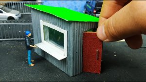 Бытовка, забор и эстакада масштаб 1/43. Мой макет города сделал своими руками. Про машинки.