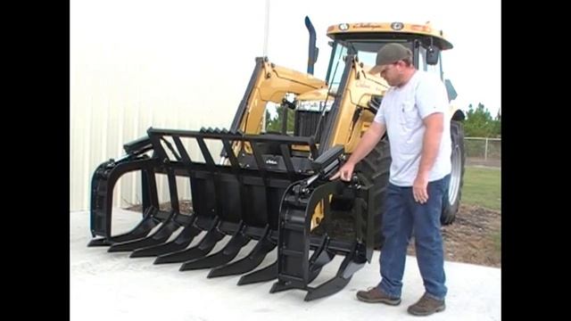 94" grapple root rake with cat tractor смотреть онлайн