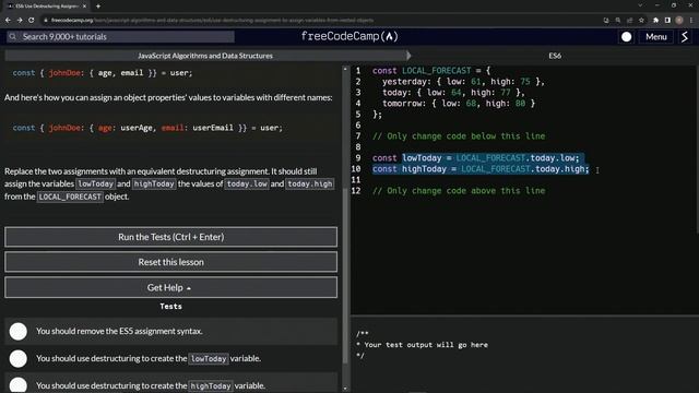 JS ES6 11: Use Destructuring Assignment to Assign Variables from Nested Objects | FreeCodeCamp