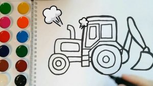 Как нарисовать ТРАКТОР/мультик раскраска ТРАКТОР для детей /Раскраски для малышей