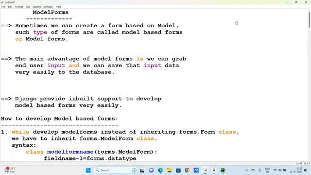 Python Model Forms |  Python Easy Learning | Python Telugu Classes | Python online training | Djang