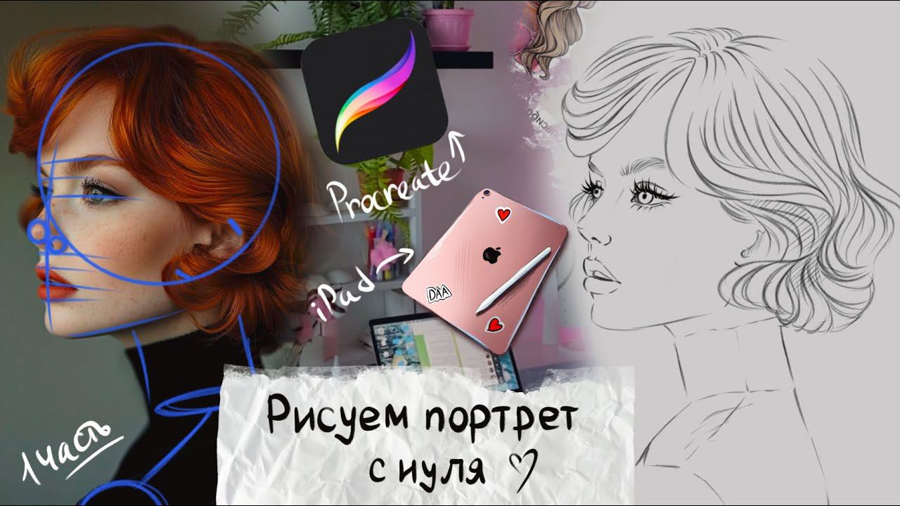 Цифровой портрет в PROCREATE с нуля. Digital art. Часть 1. Работаем над эскизом