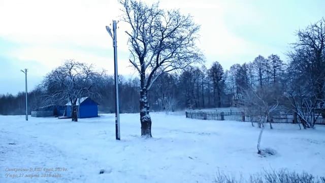 Снежное утро в Синкевичах, 27 марта 2019 года.