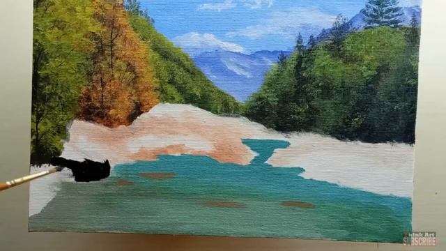 Shallow River acrylic painting tutorial step by step for beginners смотреть онлайн