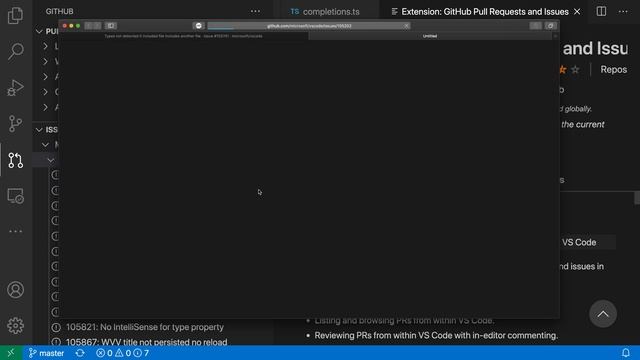 VS Code tips — View GitHub issues with the GitHub Pull Requests and Issues extension