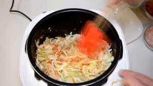 Тушеная Капуста с Рисом и Мясом в Мультиварке Скороварке Redmond