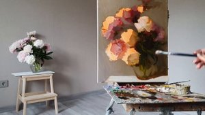 Пионы. Живопись маслом