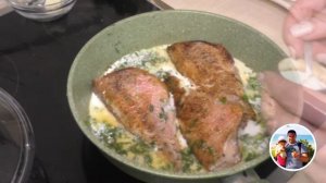 Морской ОКУНЬ со сливками и чесноком: мясо нежное, сочное и без костей