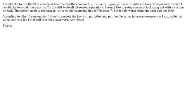 Using git on DOS command line asks for password - but not when using TortoiseGit or gitBash смотреть онлайн