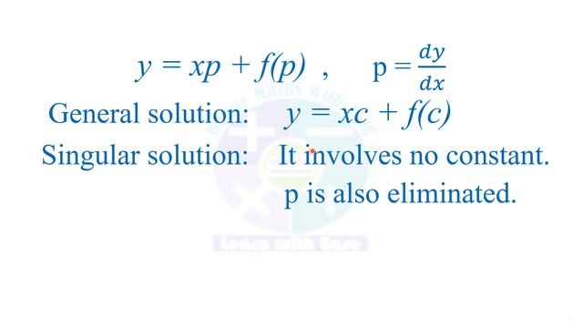 CLAIRAUT`S EQUATION - Clairaut's differential equation example | #Clairaut | online math with asad
