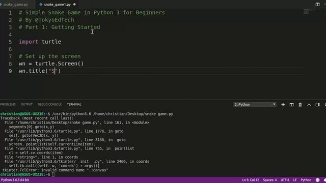 Python Game Programming Tutorial: Snake Game Part 1 смотреть онлайн