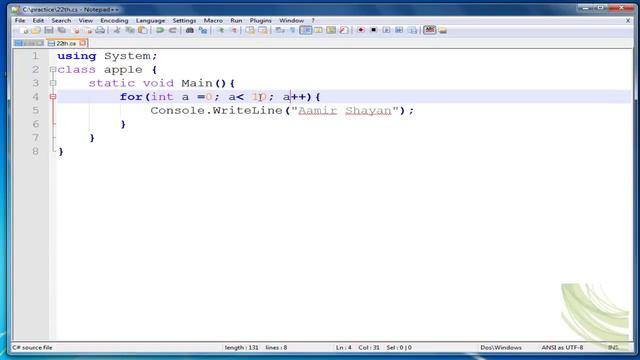 22 of 250 c sharp training iteration statement- for Loop - tutorials in hindi and urdu смотреть онлайн