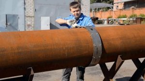 Установка направляющего пояса и трубореза Технотрон ТР2.4 на трубу d530