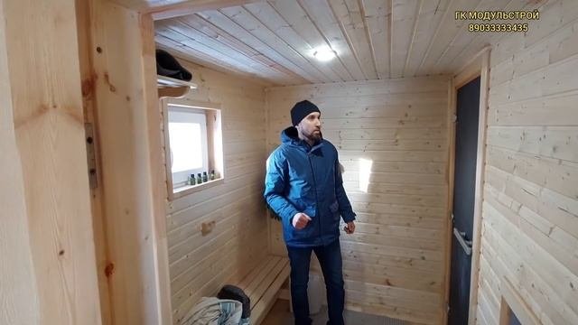 #баняподключ #каркаснаябаня #гкмодульстрой Баня под ключ 4х2,4м, предбанник 1,5х1,5м