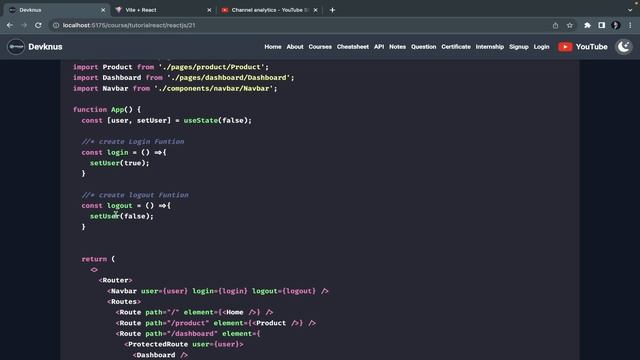 Protected Routes In React Js | React Router V6 | React Js Tutorial