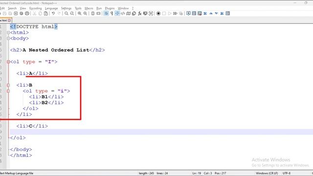 HTML-5 || NESTED ORDERED LIST || TUTORIAL. смотреть онлайн