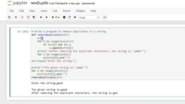Python Programming in Tamil |  Program to remove duplicates in a string