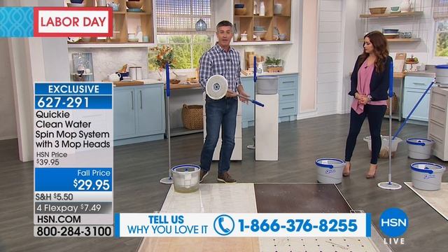 Quickie Clean Water Spin Mop System with 3 Mop Heads смотреть онлайн