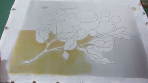 Роспись шелка. Холодный батик мастер класс  "Натюрморт с вишнями и сливами" роспись стены