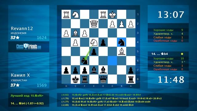 Анализ шахматной партии: Revann12 - Камил Х, 0-1 (по ChessFriends.com) смотреть онлайн