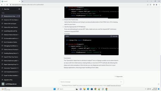 Python django QueryDict object has no attribute subject