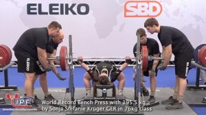 World Record Bench Press with 195.5 kg by Sonja Stefanie Krüger GER in 76kg class