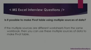 microsoft excel questions ( Interview )