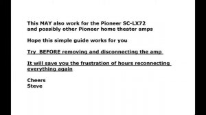 Pioneer SC LX82, Easy repair if amp does not power on. Guide to reset amp in protection mode state.