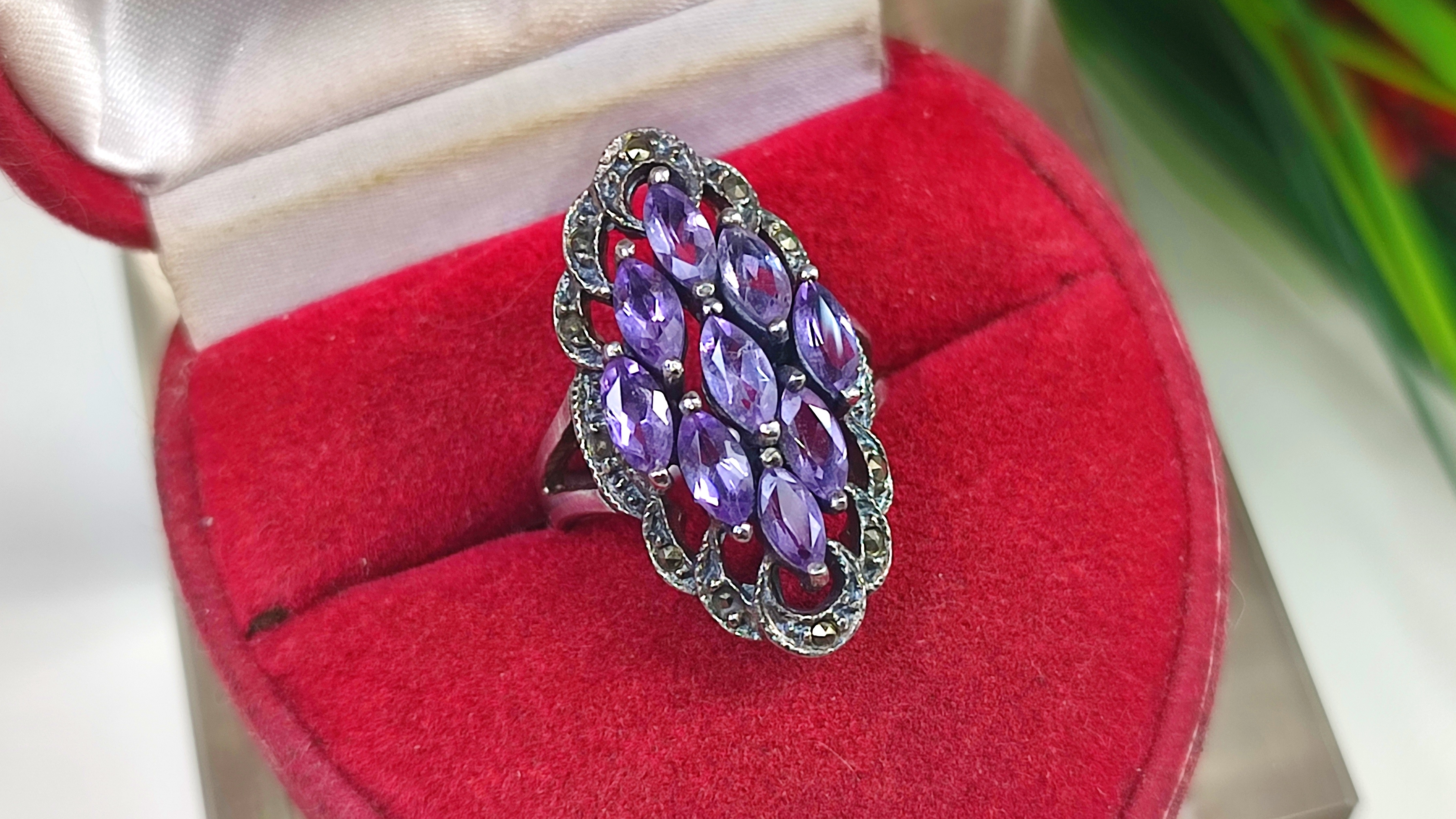 Винтаж кольцо с лавандовыми аметистами 3,5ct, 16р-р, 7,49гр, s925