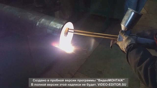 Газопорошковая наплавка изношенного участка внутренней поверхности трубы установкой "ТЕНА ГНпм"