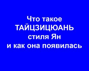 Что такое ТАЙЦЗИЦЬЮАНЬ стиля Ян