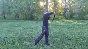 Моя первая связка, фланкеровка деревянной шашкой.